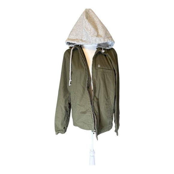 Volcom Olive Green Hooded Jacket - Picture 1 of 4